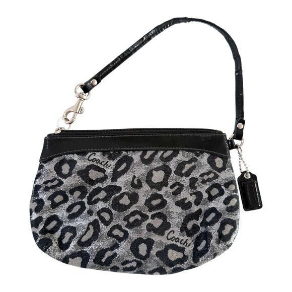Coach Y2K Black & Silver Metallic Leopard Wristlet Wallet - Picture 3 of 5